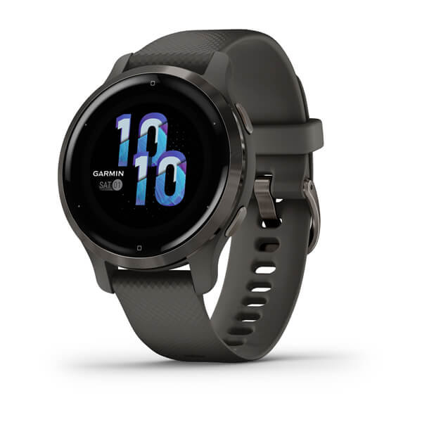 Garmin Venu 2S, Slate Stainless Steel Bezel With Graphite Case And Silicone Band