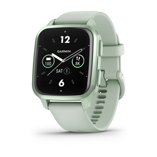 Garmin Venu Sq 2, Metallic Mint Aluminium Bezel With Cool Mint Case And Silicone Band