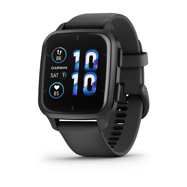 Garmin Venu Sq 2 Music Edition, Slate Aluminium Bezel With Black Case And Silicone Band