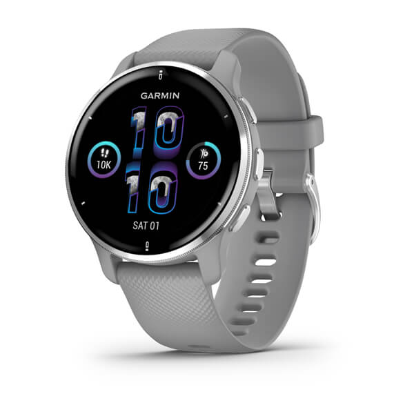 Garmin Venu 2 Plus Silver Bezel With Powder Gray Case And Silicone Band