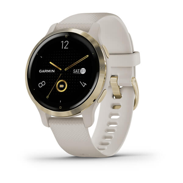 Garmin Venu 2S, Light Gold Stainless Steel Bezel With Light Sand Case And Silicone Band